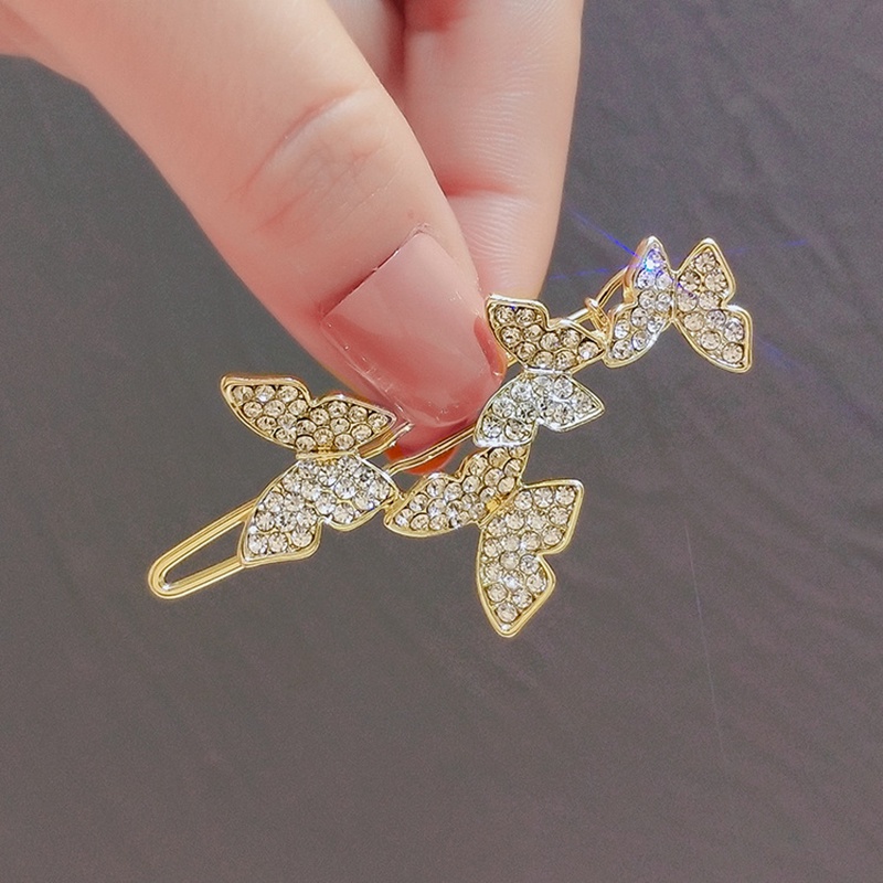 Kẹp tóc thiết kế bướm đính đá xinh xắn thanh lịch