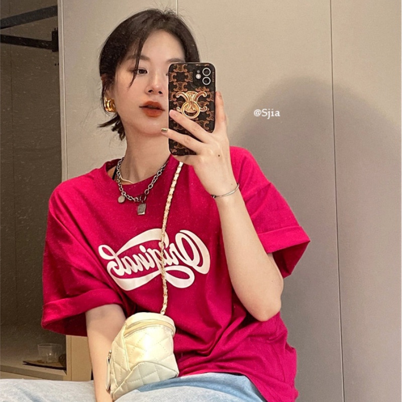 NRVP Áo Thun Nữ Ngắn Tay In Chữ Phong Cách Hàn Quốc