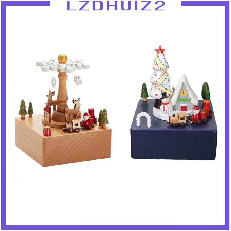 Hộp Nhạc Bằng Gỗ Chủ Đề Giáng Sinh Trang Trí Nhà Cửa