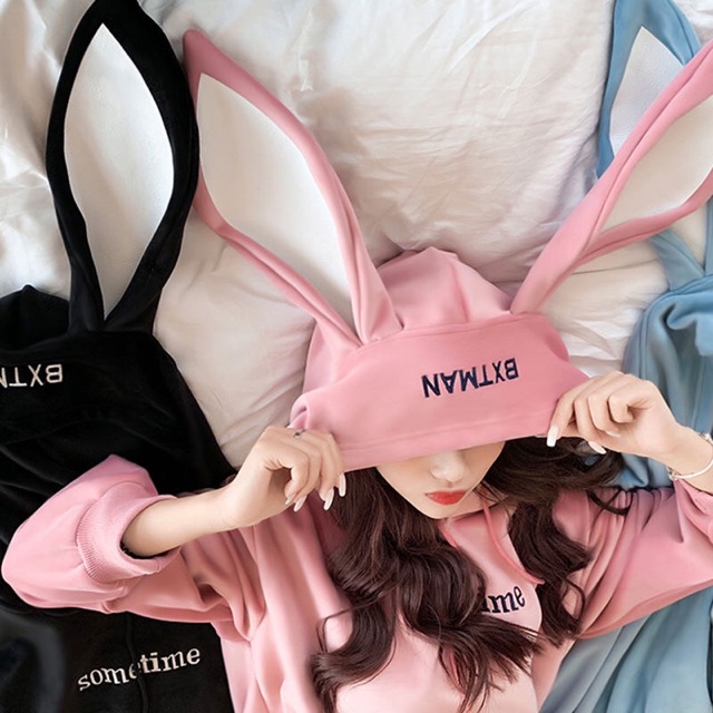 Áo hoodie tai thỏ kute dễ thương