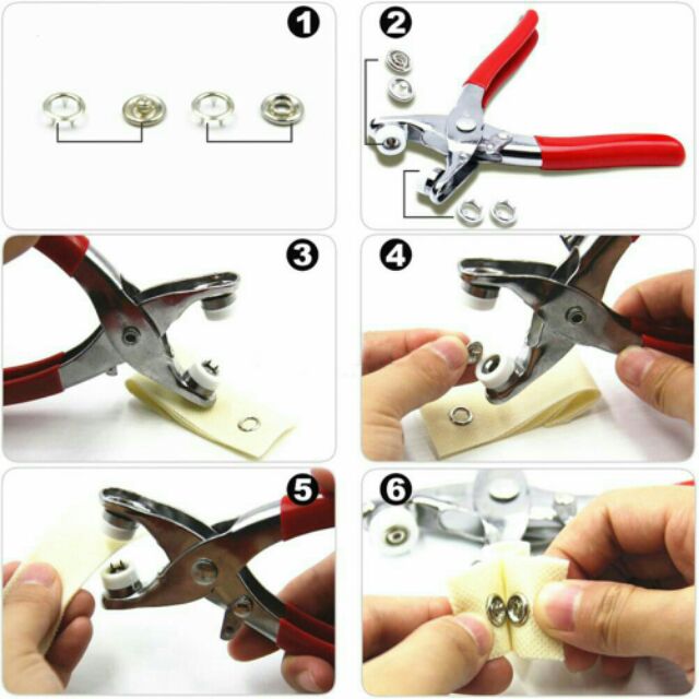 Kìm bấm cúc vành và 100 cúc vành màu