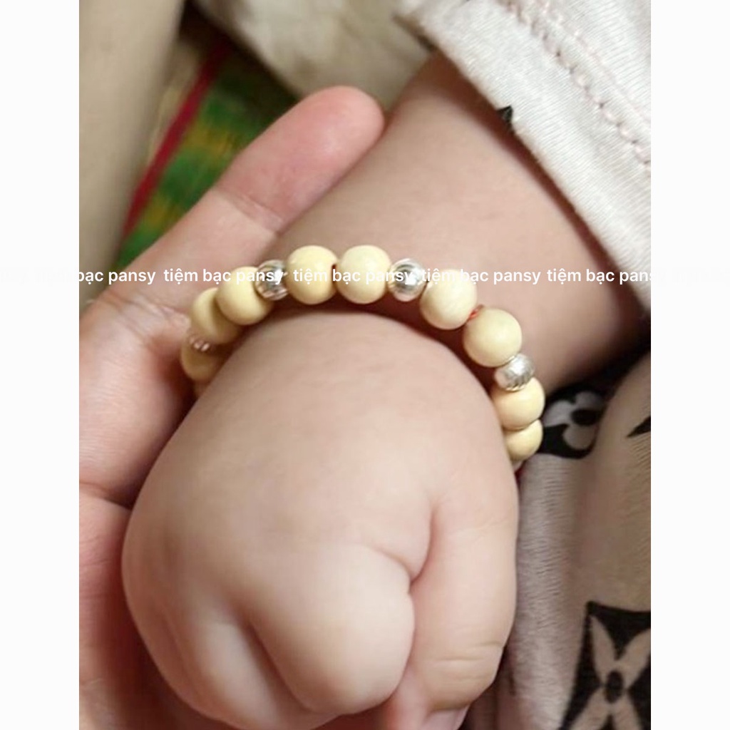 Vòng dâu tằm cho bé gái trai tuổi hổ dễ thương PANSY - Vòng tay dâu tằm mix charm bạc thật an toàn cho bé