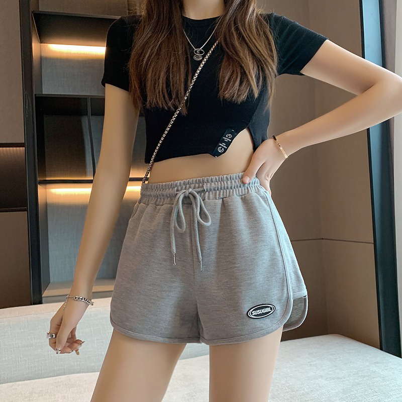 Quần ngắn thể thao ZHELIHANGFEI vải cotton phong cách nhỏ nhắn cho nữ