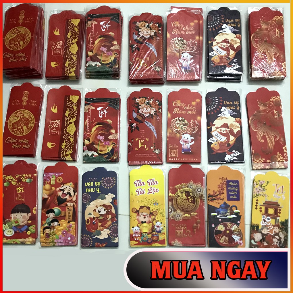 Set 40 Bao Lì Xì 14 Mẫu Tùy Chọn Xuân Tân Sửu 2021 Tách Nhỏ 10 Bao
