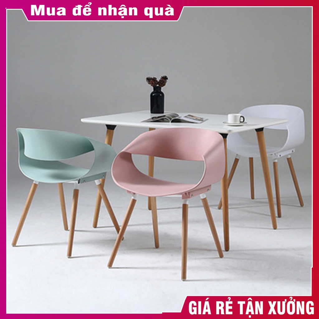 Ghế Tựa Lưng Nghệ Thuật Kiểu Dáng Trứng Cuộn Độc Đáo - Ghế Bàn Trà Khung Thép Chân Gỗ Mặt Nhựa Bền Chắc Chịu Lực Tốt