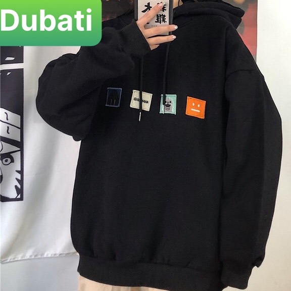 ÁO KHOÁC HOODIE HỌA TIẾT LOGO STICKERR NAM NỮ UNISEX CHẤT NỈ DÀY FROM RỘNG HOT TRENDD- DUBATI FASHION