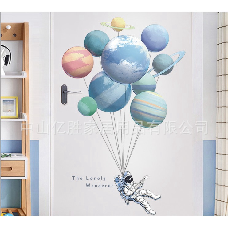 Decal dán tường, dán kính, tranh dán tường cho bé yêu hình con vật dễ thương, vũ trụ, bong bóng bay
