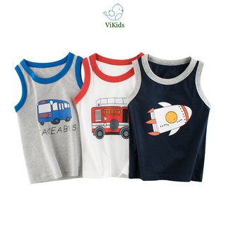 Áo ba lỗ bé trai áo sát nách cho bé in hình ngộ nghĩnh chất cotton chuẩn