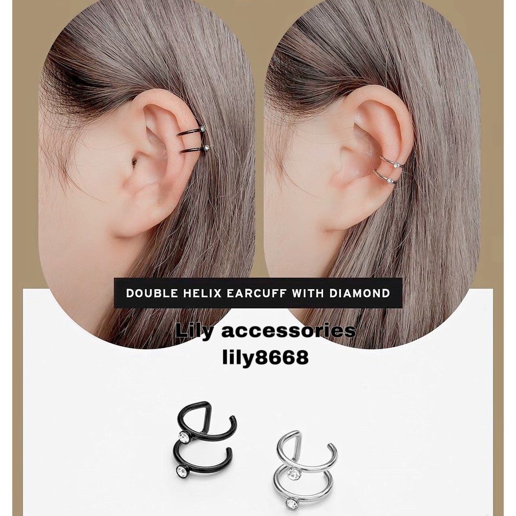 Double Helix Ear Cuff kẹp tai titan đính kim không cần xỏ lỗ không gỉ không đen cho nam nữ Unisex