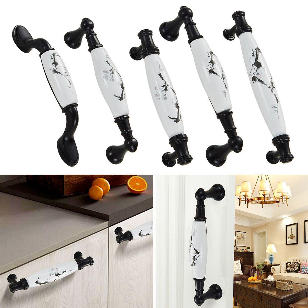 WTTLE Tay Cầm Kéo Tủ Quần Áo Bằng Hợp Kim Kẽm Phối Gốm Trang Trí Nội Thất