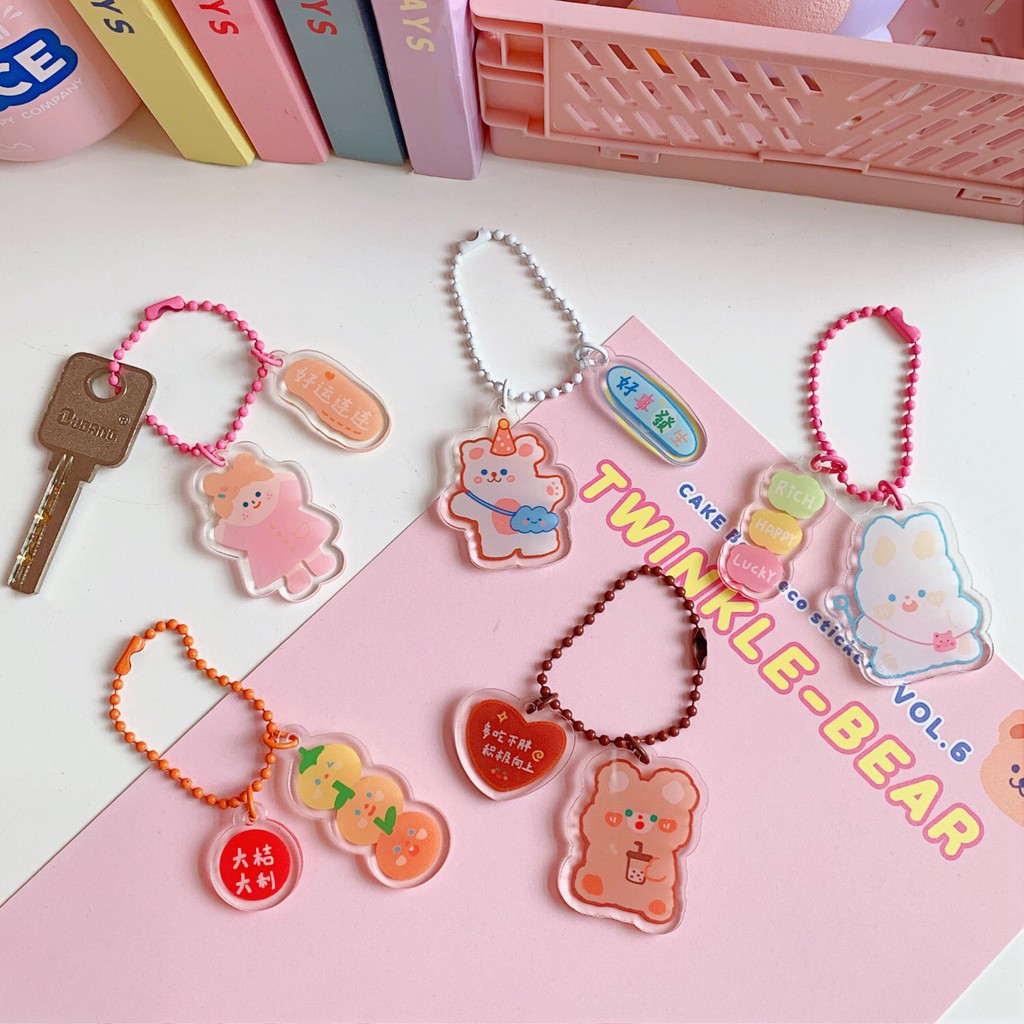 Móc khóa hình gấu chó thỏ hoạt hình dễ thương phụ kiện túi xách thời trang Hàn Quốc