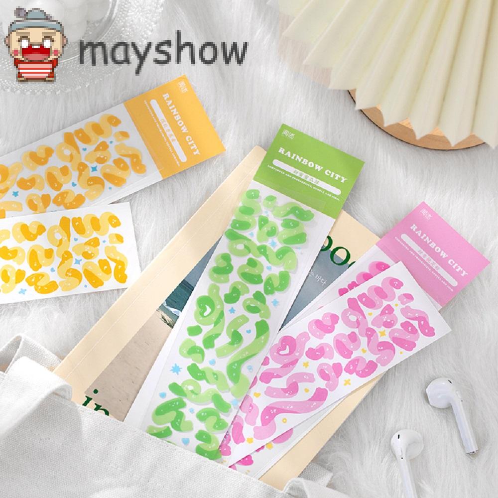 MAYSHOW 2 Sheets Laser Style DIY Collage Material Colored Ribbon Colorful Decorative Scrapbook Stickers Creative Rainbow City Adhesive Series Stationery Hand Account