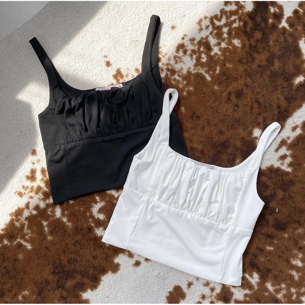Áo 2 Dây Dúm Ngực PEONYB Nữ [FREESHIP]  Thun body dáng ôm hotgirl, phông kiểu thiết kế bánh bèo tiểu thư Ulzzang