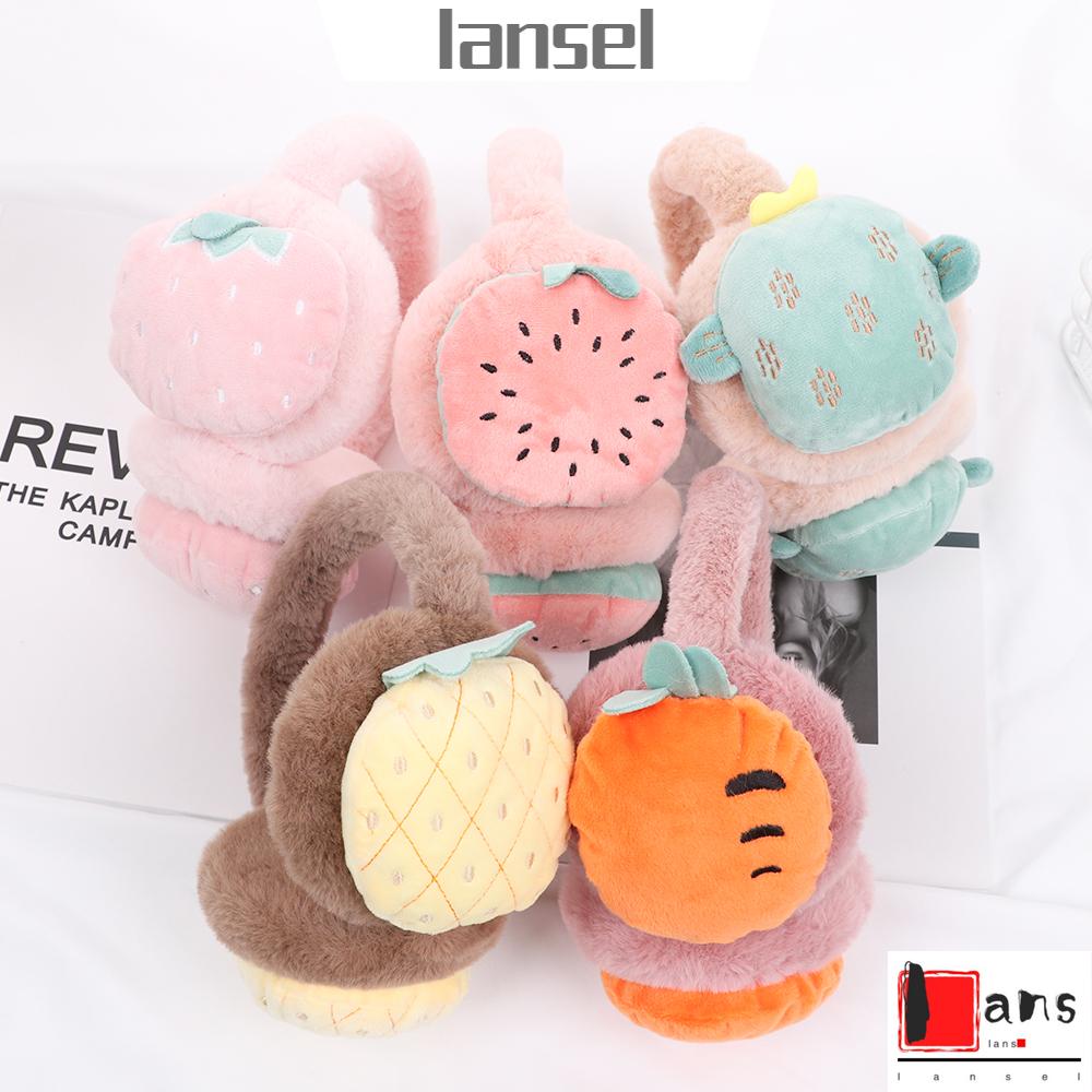 Bông chụp tai giữ ấm mùa đông thêu hình trái cây hoạt hình thoải mái cho trẻ em