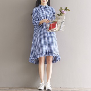 Váy bầu đầm bầu kẻ caro sơ mi cao cấp