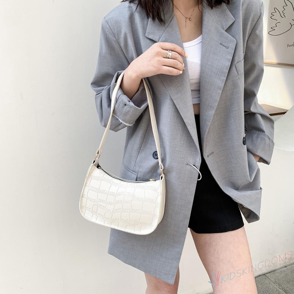 【Big Sale】Fashion Women Alligator Pattern Pure Color Shoulder Underarm Bag PU Handbag