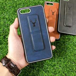 OPPO A3S / A5 - Ốp lưng TPU giả da mềm họa tiết đầu hươu sừng kèm giá đỡ thời thượng