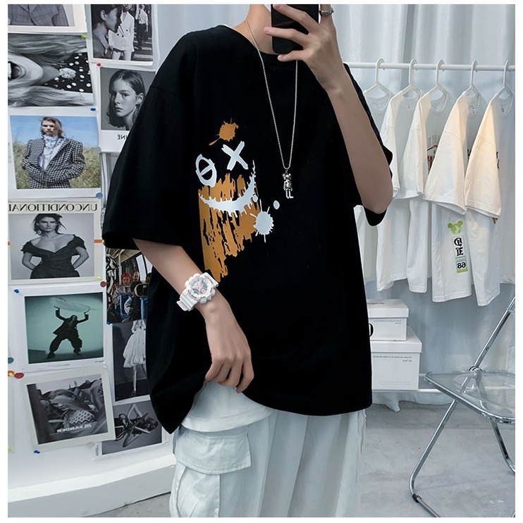 Áo Thun nam nữ, áo phông from rộng tay lỡ in Hình Mặt Cười