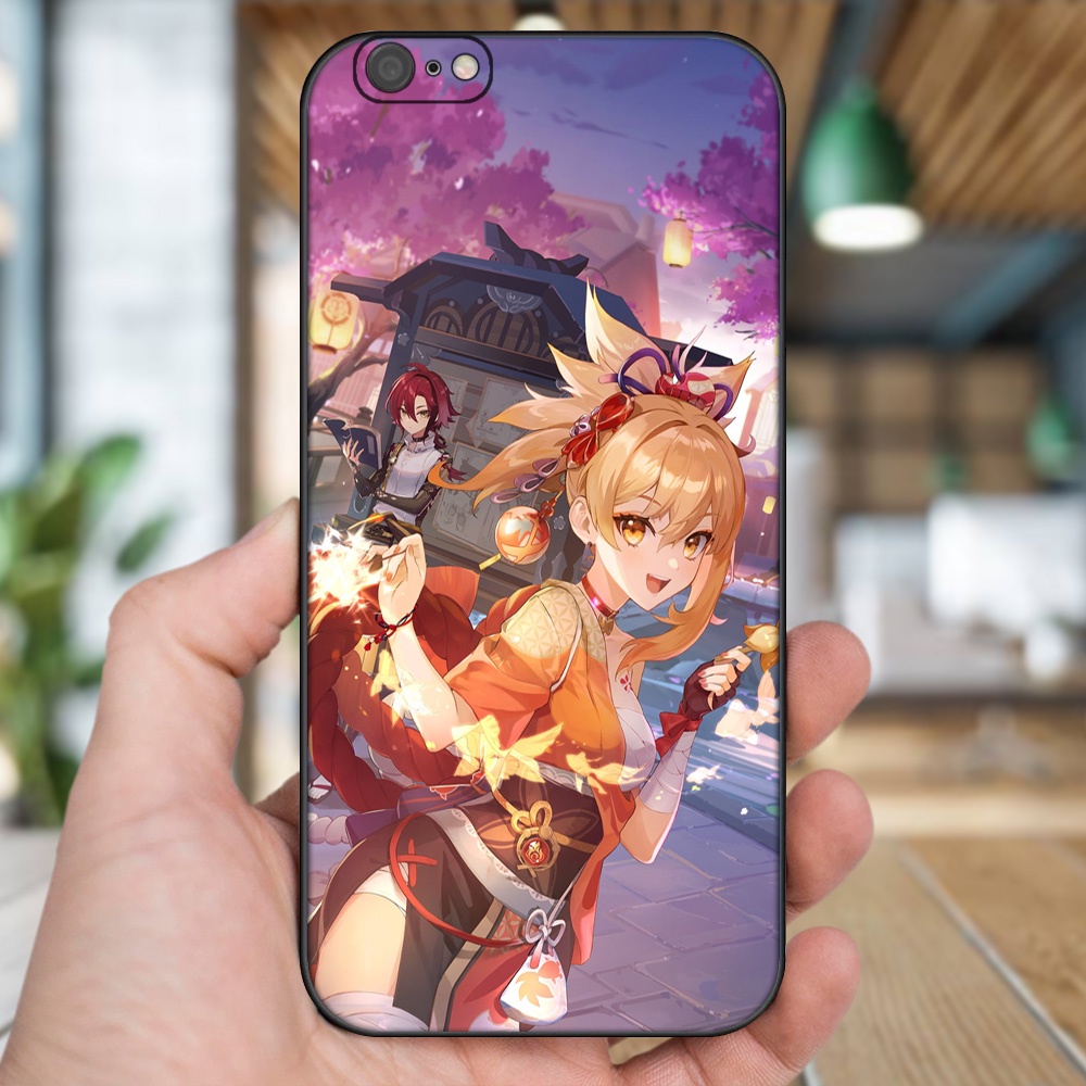 Ốp lưng iPhone 6 Plus, 6s Plus dẻo đen cạnh vuông in hình Yoimiya Genshin Impact