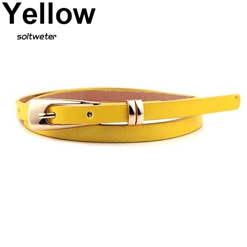 Thắt Lưng Da Màu Trơn Khóa Kim Loại Thời Trang Cho Nữ