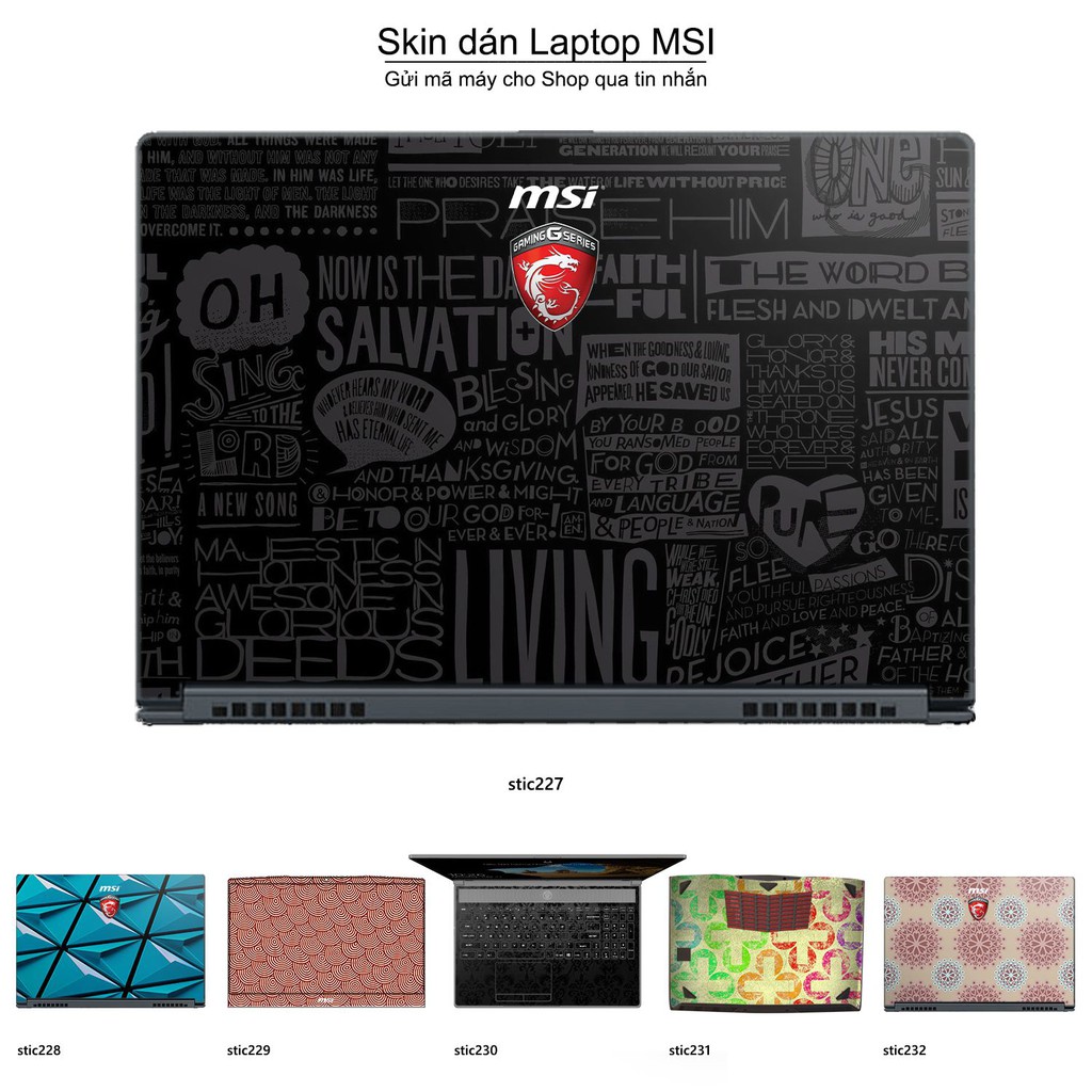 Skin dán Laptop MSI in hình Hoa văn sticker nhiều mẫu 37 (inbox mã máy cho Shop)