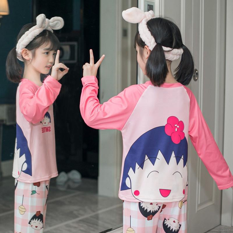 Bộ đồ ngủ tay dài in họa tiết hoạt hình dễ thương thời trang cho bé gái 2-7 tuổi