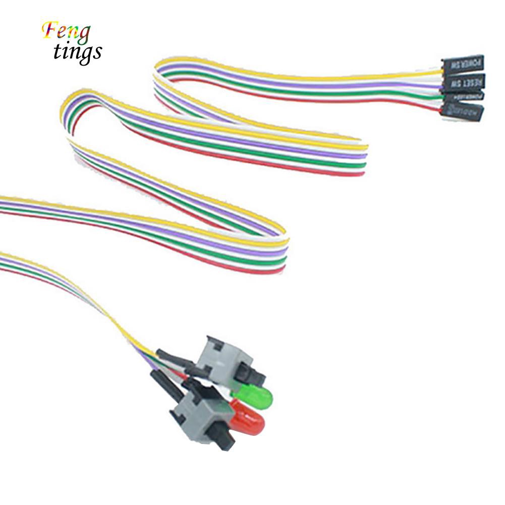 ✌ FT ✌ 50cm On/Off/Reset 2 Switch LED Light ATX PC Computer Motherboard Power Cable