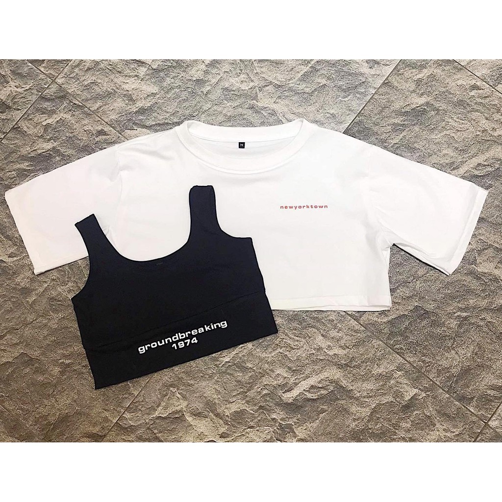 SET Áo Croptop mix áo ba lỗ YAYSHOP chất thun cotton cá tính (hình thật) | BigBuy360 - bigbuy360.vn