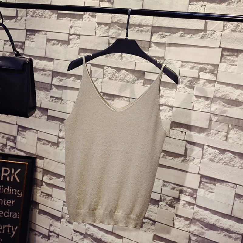 Áo dệt kim không tay cổ chữ V màu trơn cho nữ | BigBuy360 - bigbuy360.vn