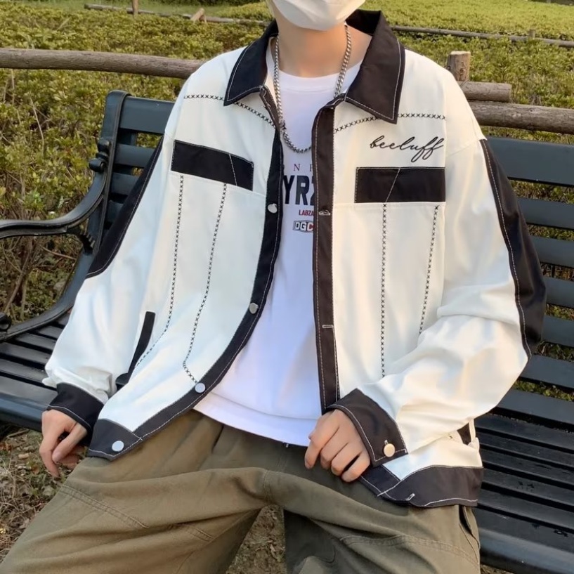 Áo Khoác Tay Dài Dáng Rộng Họa Tiết Kẻ Sọc Phong Cách Hàn Quốc Thời Trang Cho Nam Và Nữ