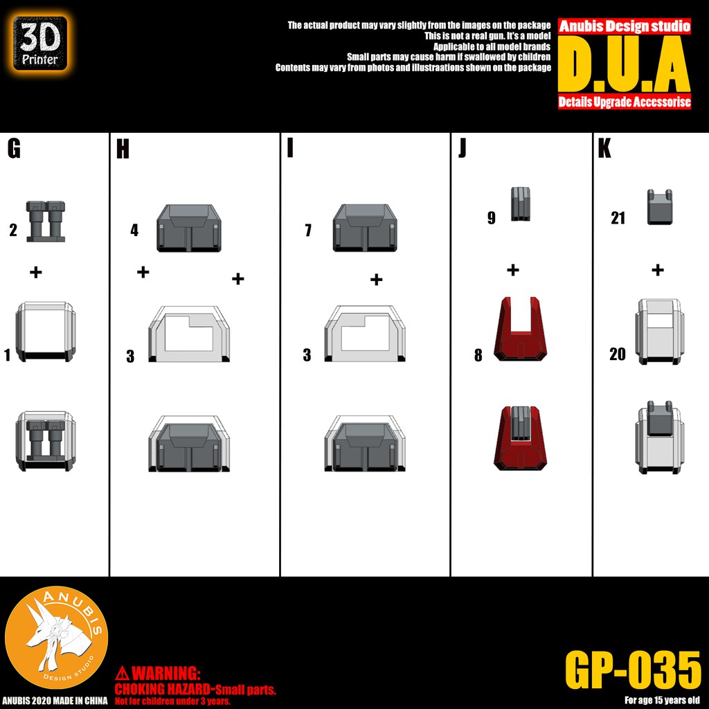 PHỤ KIỆN MOD ANUBIS - CHI TIẾT NHỰA MÔ HÌNH IN 3D CHO MG 1/100 GAT-X105 STRIKE - GP035