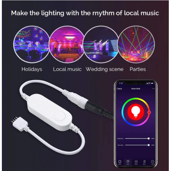 Đèn Led 12V RGB WiFi Tuya/Smart Life 4 chân. Làm việc với Google Home& Amazon Alex