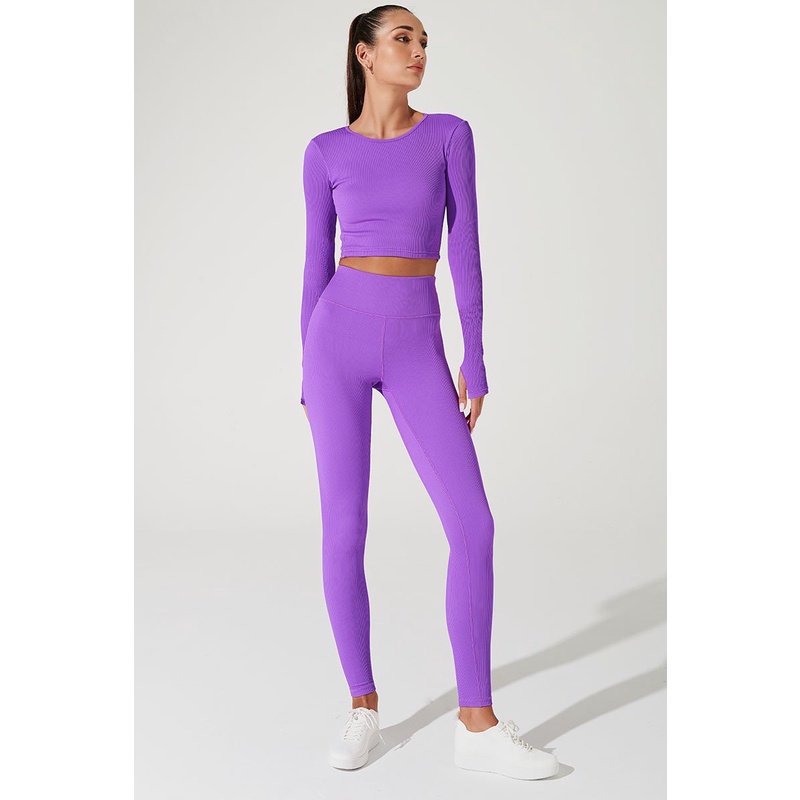 OLABEN Quần legging basic Querida Hw Ribbed Legging Deep Lilac