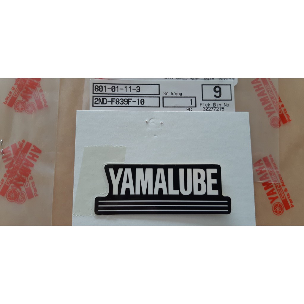 Tem chữ &quot;Yamalube&quot; zin chính hãng Yamaha 2NDF839F10