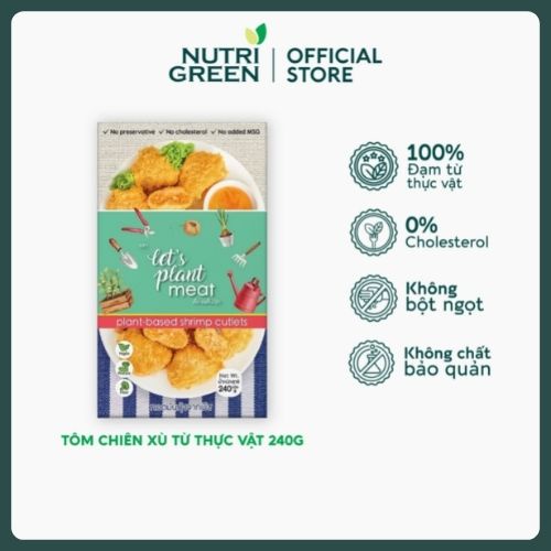 Tôm chiên xù chay từ thịt thực vật bổ sung protein thực vật chất đạm cho người ăn chay và eat clean Nutrigreen Food 240g