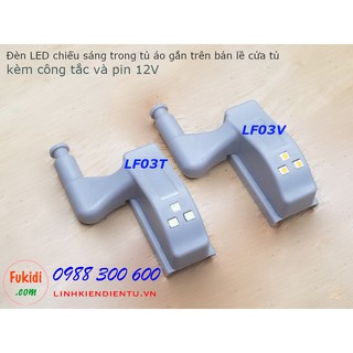 Đèn LED chiếu sáng cho tủ áo, gắn trên bản lề cửa tủ, kèm viên pin - LF03