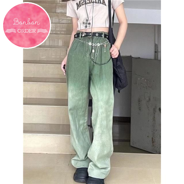QUẦN JEAN LOANG ULZZANG ỐNG RỘNG MÀU XANH KHÓI - [Bonbon Order Ulzzang]