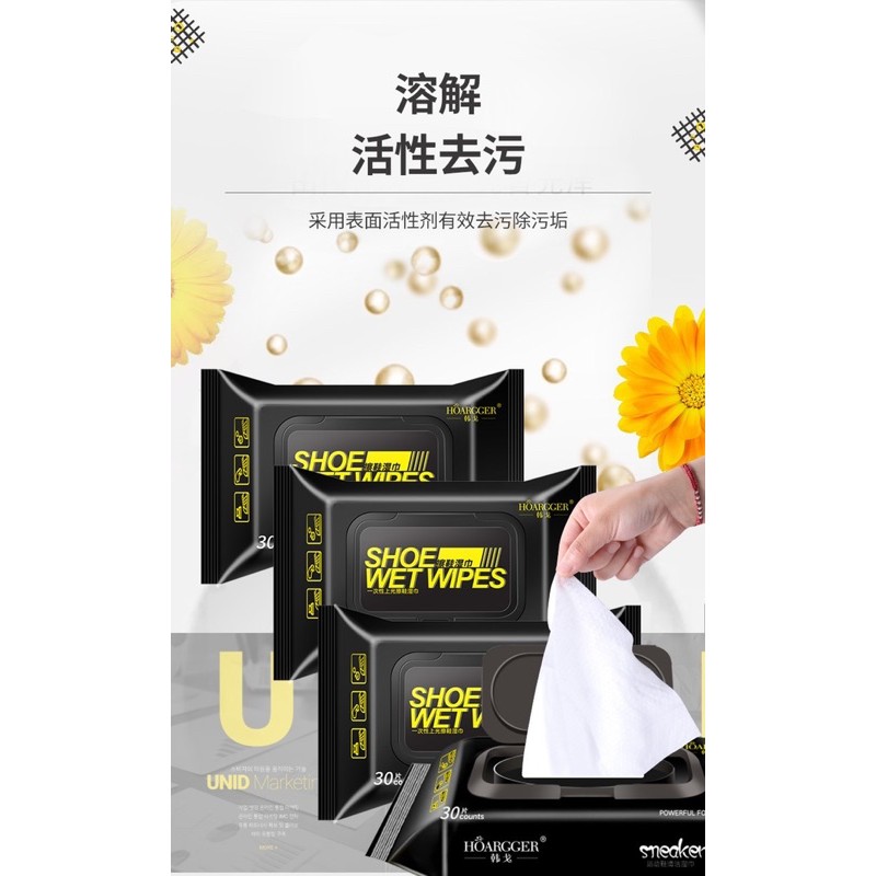 [Mã WASKT410K giảm 10K đơn 50K] KHĂN GIẤY LAU GIÀY/TÚI SIÊU SẠCH SHOE WET WIPES ĐEN