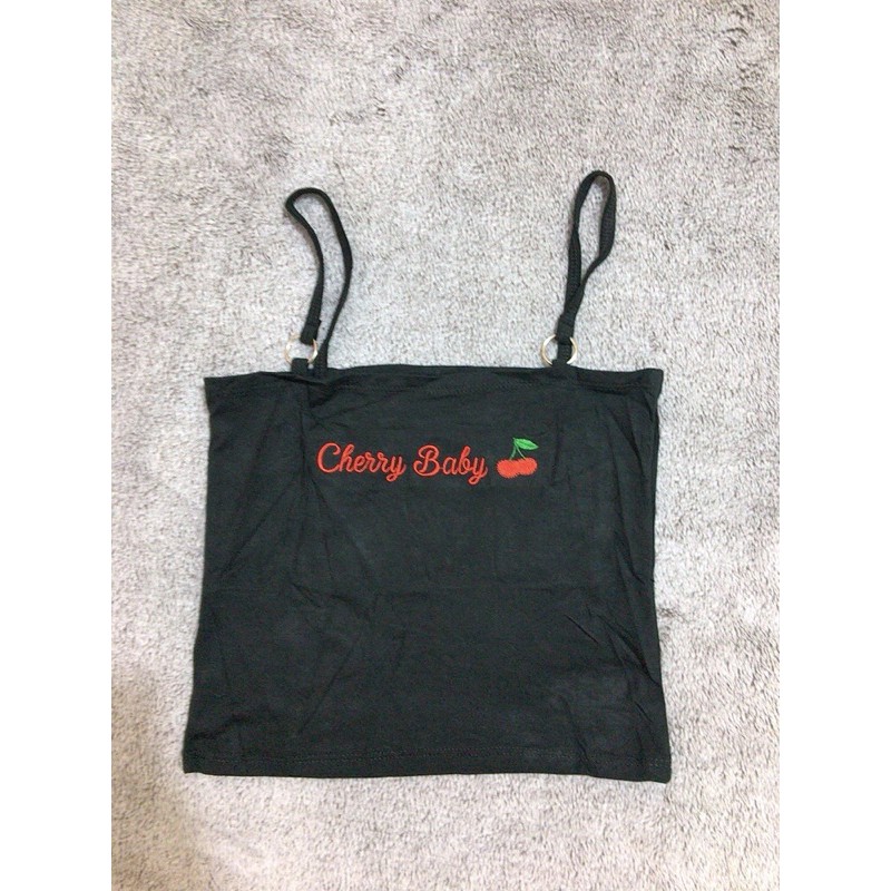 Áo 2 dây thêu cherry baby, áo 2 dây khoen, áo croptop