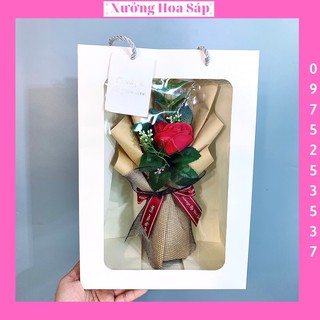 Hoa sáp loại 1 set01 hoa hồng sáp cb bó 1b + túi siêu sang