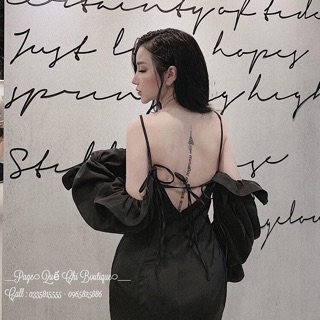 Váy trễ vai 2 màu đen trắng