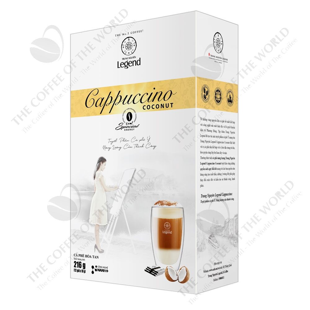 Cà Phê Trung Nguyên Legend Cappuccino Vị Hazelnut / Mocha / Coconut Hộp12 Sticks 18g