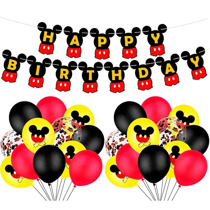 Bộ Phụ Kiện Trang Trí Tiệc Sinh Nhật Chủ Đề Chuột Mickey