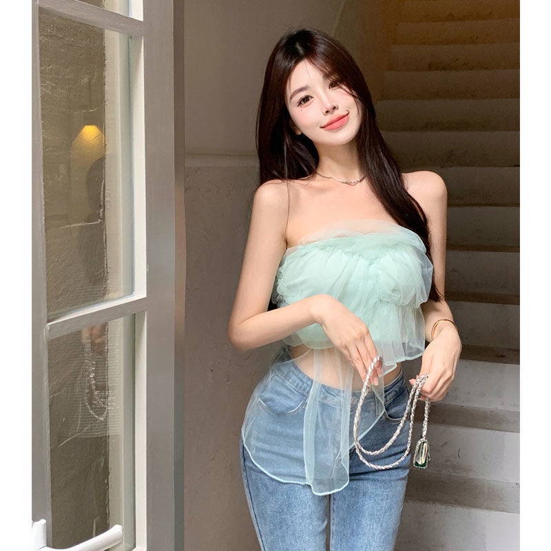 Áo Thun Lửng Dáng Ôm Phối Lưới Thời Trang Mùa Hè Quyến Rũ Cho Nữ