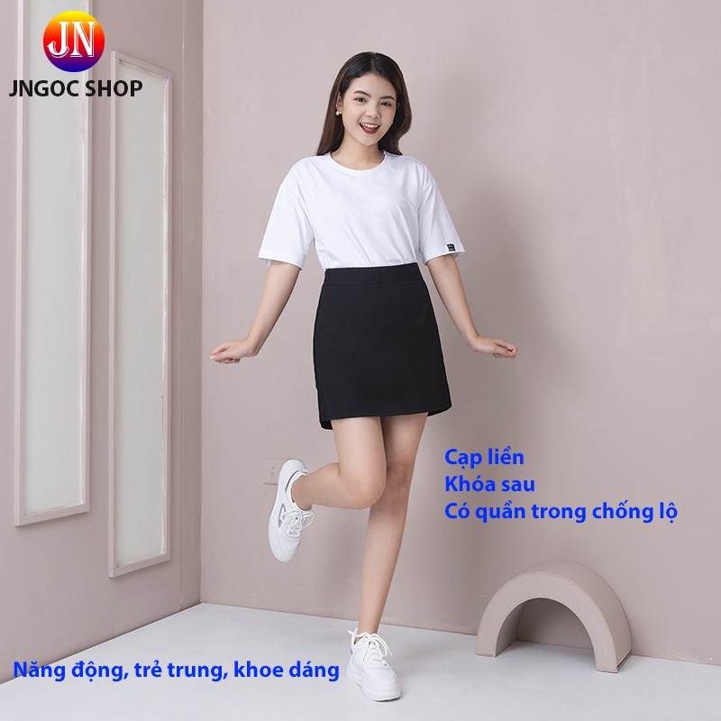 Chân váy chữ A lưng cao, Chân váy ngắn công sở cạp cao đen trắng trẻ trung | BigBuy360 - bigbuy360.vn