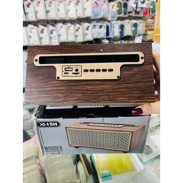 Loa Gỗ mini KACOCON Mã MX5H Không Dây Trang Trí Nghe Nhạc Âm Bass Cực Hay Pin Trâu