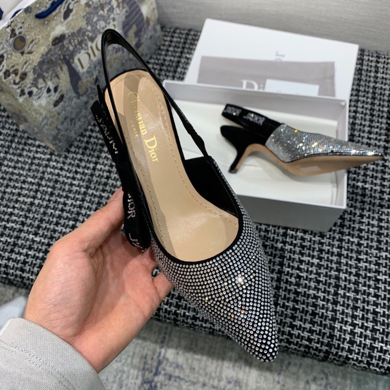 Giày cao gót da thật thời trang cao cấp Dior CD 10cm thiêế kế lấp lánh siêu xinh