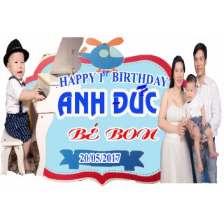 Bảng thông tin kèm ảnh 12 tháng,  bảng treo trang trí thôi nôi
