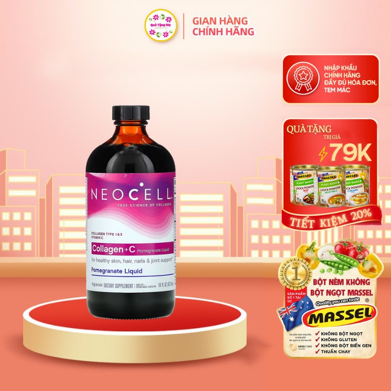 Collagen nước neocell collagen lựu pomegranate liquid 4000mg + vitamin c chống lão hóa da Healthy Care Quà Tặng Mẹ