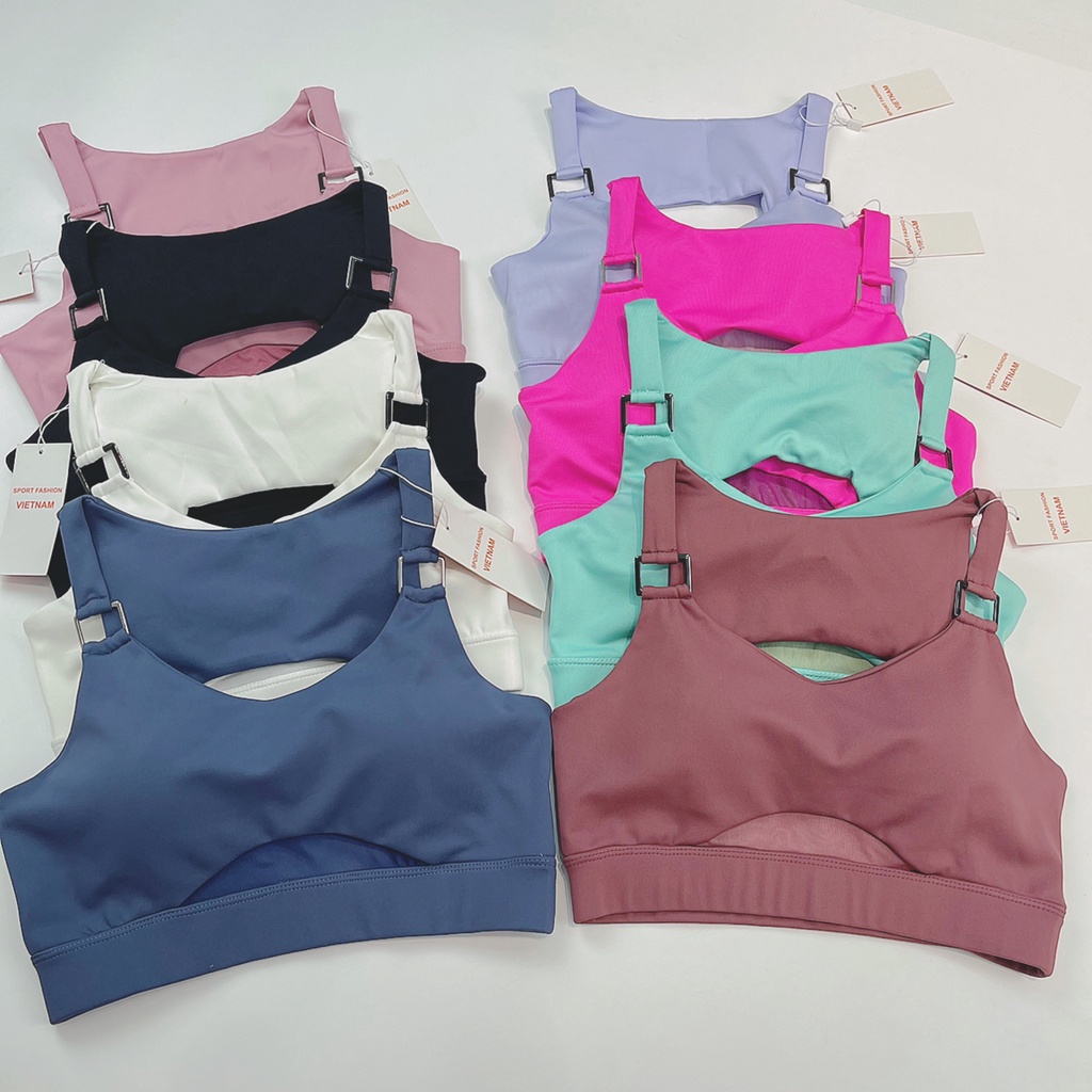 [Chất Đẹp] Áo Bra Tập Gym Khoen Sắt Vuông Sang Trọng